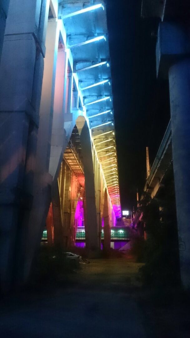 Архитектурная подсветка Астраханского моста RopeWorker3